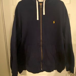 Polo Ralph Lauren 3XB navy cotton blend, fleece, full zip hoodie